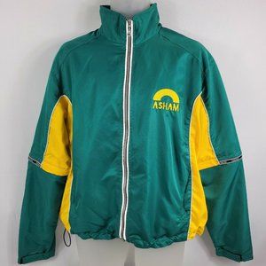 Asham Curling Vintage Light Jacket Full Zip Web Lined Green Yellow Mens Small